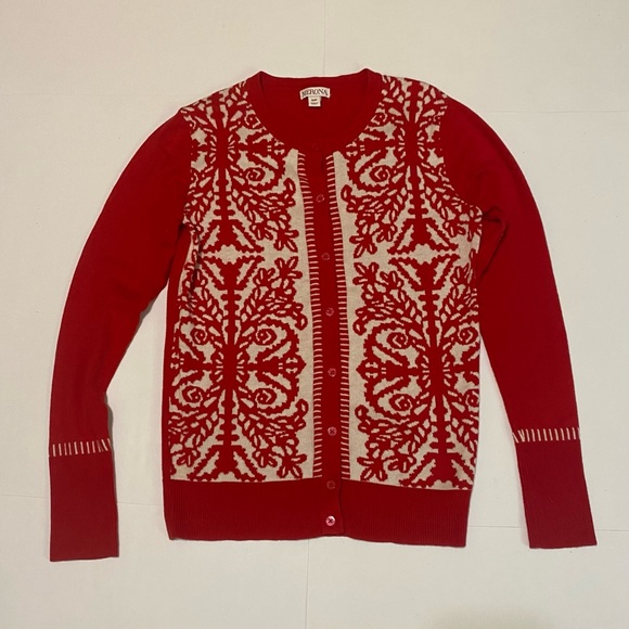 Merona Sweaters - ⭐️ Merona red & white cardigan, size s/p.